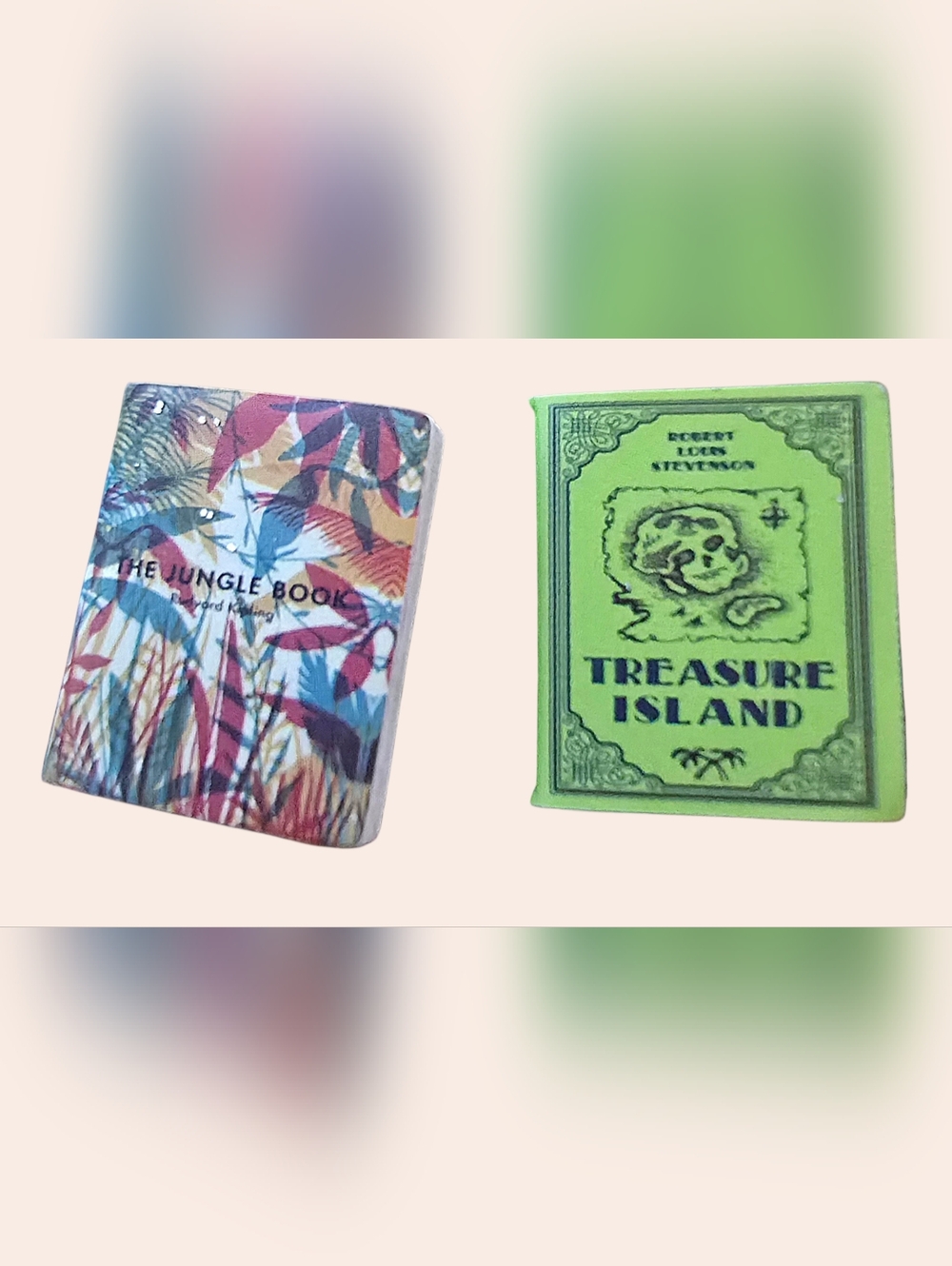 Handmade Mini Book Earrings .83 x .63" Jungle Book & Treasure Island Stainless